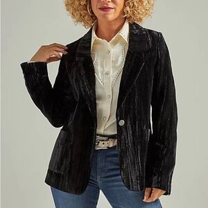 Wrangler Black Velvet Blazer Jacket - Women